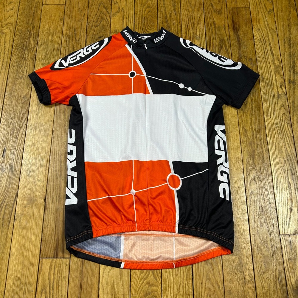 VERGE Cycling Jersey Men's Black Orange‎ White Short Sleeve Bike Shirt L